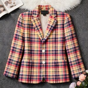 Vintage Ralph Lauren RRL Double RL Madras Plaid Blazer Sz 4 Excellent Condition